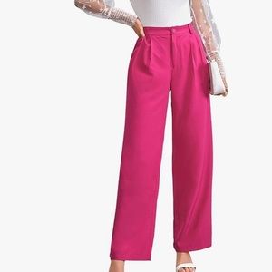 NWT Sweaty Rocks  hot pink high waisted , wide leg casual pants size L.